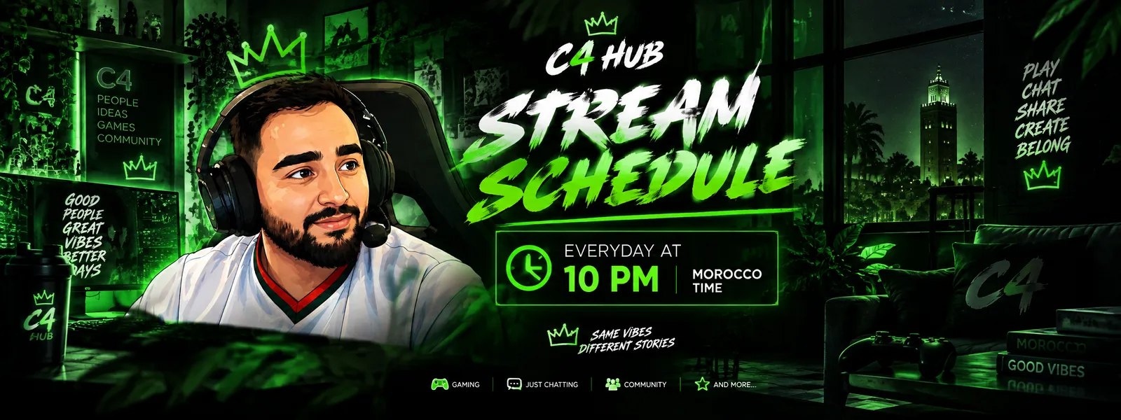 C4 Hub stream schedule: every day at 10 PM Morocco time